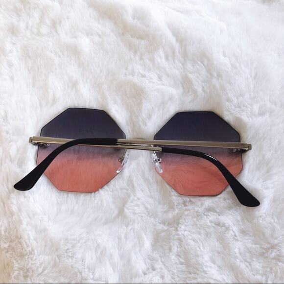 Alaiya Blue & Pink Octogonal Ombre Sunglasses - Picture 9 of 9
